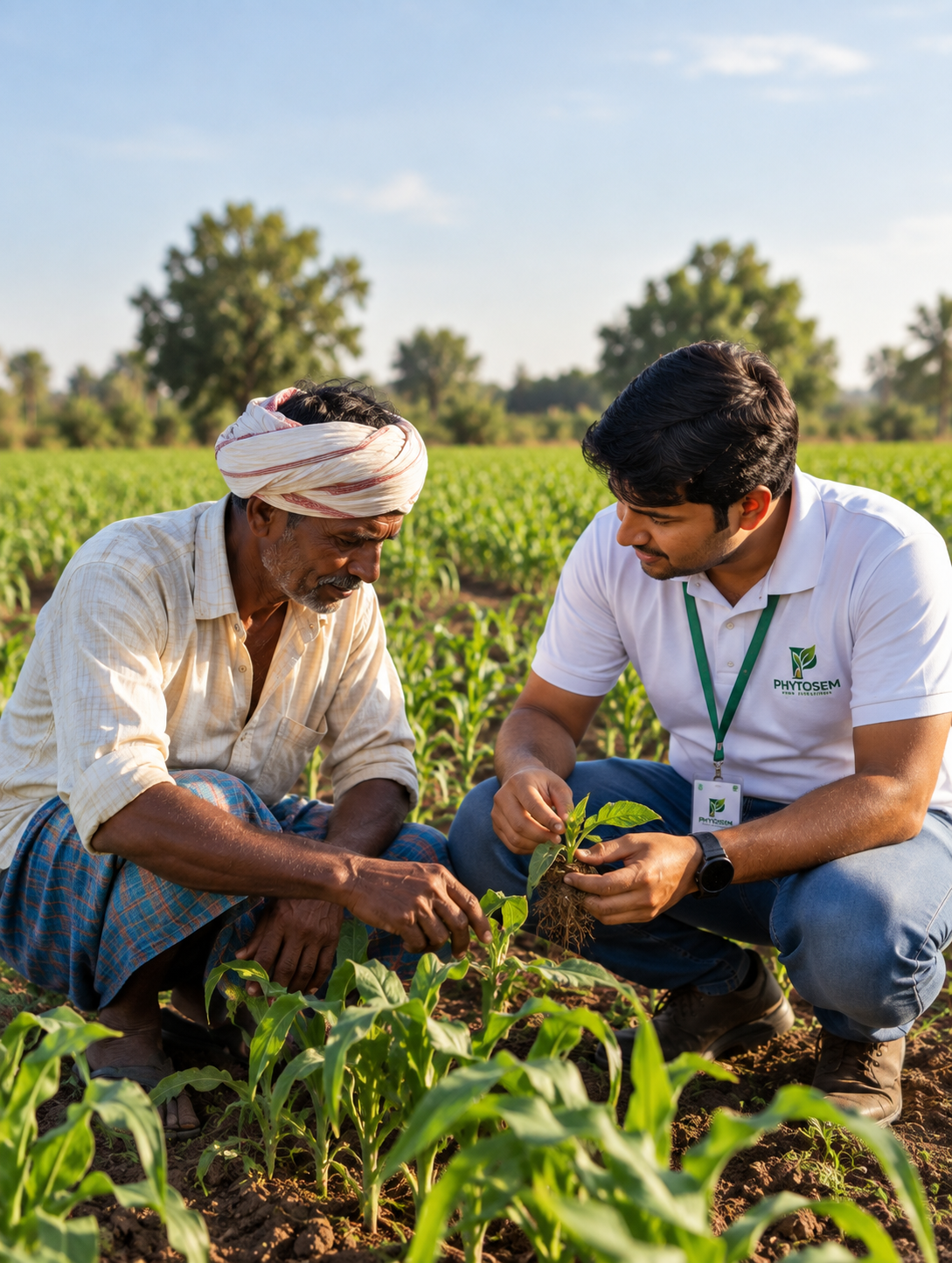 Farmer working in an onion field